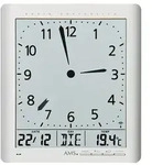 AMS. Wanduhr 5898, Funk, Silber, analog / digital, auch als Tischuhr verwendbar
