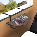vidaXL Balkonh&auml;ngetisch Mosaik Terracotta und Wei&szlig;