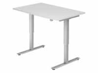 Sitz-Steh-Schreibtisch elektrisch 120x80cm Weiß/Silber