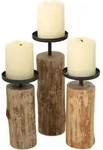 Boltze | Kerzenst&auml;nder Tempe | 3-teiliges Set | Holz-Metall Kombination | stilvolles