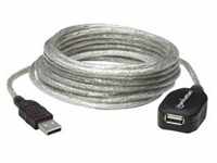 Manhattan USB-A to USB-A Extension Cable, 5m, Male to Female, Active, Translucent