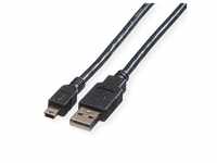 ROLINE USB 2.0 Kabel, Typ A - 5-Pin Mini, schwarz, 1,8 m