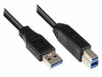 Good Connections® Anschlusskabel USB 3.0 Stecker A an Stecker B, schwarz, 5m
