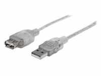 Manhattan USB-A to USB-A Extension Cable, 3m, Male to Female, Translucent...