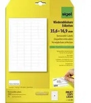 Sigel LA203 Universal-Etiketten 35.6 x 16.9 mm Papier Wei&szlig; 2000 St. Wiederabl&ouml;sbar