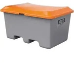 Streugutbeh&auml;lter L1210xB820xH680mm 400l GFK grau/orange o.Entnahme&ouml;ffnung