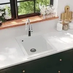 vidaXL Granitsp&uuml;le Einzelbecken Cremewei&szlig;