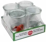 WECK 4T7-43 Sturz-Glas 3/4L inkl. Ringe und Klammern, klar (4er Pack)