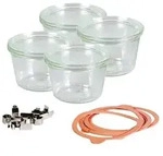 WECK 741805 Sturzglas mit 250 ml Nennvolumen, 7,5 cm hoch, klar (4er Pack)