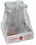 WECK 4T7-66 Saftflasche 1L inkl. Ringe und Klammern, klar (4er Pack)