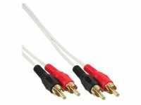 InLine® Cinch Kabel, 2x Cinch, Stecker / Stecker, weiß / gold, 1m Kabel Audio...