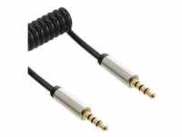 InLine® Slim Audio Spiralkabel Klinke 3,5mm ST/ST, 4-polig, Stereo, 1m Kabel zu
