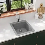 vidaXL Granitsp&uuml;le Einzelbecken Grau