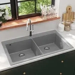 Granitsp&uuml;le Doppelbecken Grau