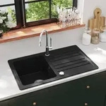 Granitsp&uuml;le mit Abtropffl&auml;che Reversibel Schwarz