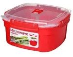 sistema&reg; sistema&reg; Mikrowellen-Dampfgarer 10.5 cm hoch rot, transparent