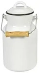 Kr&uuml;ger 77 13 1 Milchkanne mit Deckel, Tragegriff, Emaille, wei&szlig;, 2 l, 13 cm x 25