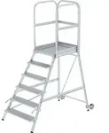 Podestleiter einseitig Rollen-Griff,6Stu56106
