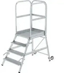 Podestleiter einseitig Rollen-Griff,4Stu56104