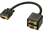 LINDY 41214 VGA Y-Adapter [1x VGA-Stecker - 2x VGA-Stecker] Schwarz 0.18m