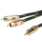 ROLINE GOLD Audio-Verbindungskabel 3,5mm Stereo - 2x Cinch, ST/ST, 10 m Kabel Audio-