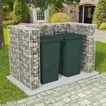 vidaXL Gabionen-M&uuml;lltonnenverkleidung f&uuml;r 2 Tonnen Stahl 180x100x120cm