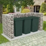 vidaXL Gabionen-M&uuml;lltonnenverkleidung f&uuml;r 3 Tonnen Stahl 250x100x120cm
