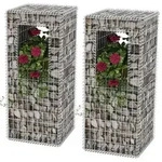 vidaXL Gabionenkorb Pfosten/Pflanzkasten 2 Stk. Stahl 50&times;50&times;120 cm