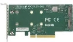Supermicro AOC-SLG3-2M2, PCIe, M.2, Niedriges Profil, PCIe 3.0, Gr&uuml;n, 10 - 55 &deg;C