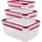 EMSA Clip & Close Frischhaltedosen 550 ml, 1 l, 2,3 l, klar/rot, 3-teilig (1 Set)