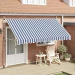 vidaXL Einziehbare Markise Handbetrieben 400 cm Blau/Wei&szlig; Gestreift