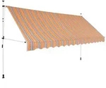 vidaXL Einziehbare Markise Handbetrieben 400 cm Gelb/Blau Gestreift