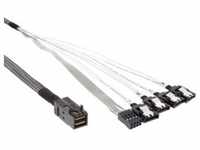 InLine® Mini SAS HD Kabel, SFF-8643 zu 4x SATA + Sideband, 0,5m Kabel SAS
