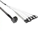 InLine&reg; Mini SAS HD Kabel, SFF-8643 gewinkelt zu 4x SATA + Sideband, 0,5m Kabel