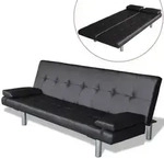 vidaXL Schlafsofa mit 2 Kissen Kunstleder Ausziehbar Schwarz