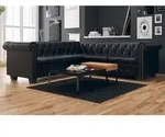 vidaXL Chesterfield-Ecksofa 5-Sitzer Kunstleder Schwarz