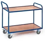 Rollcart Tischwagen mit abgewinkeltem Schiebegriff und 2 Etagen im Buchendekor
