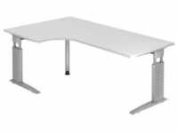 Winkeltisch C-Fuß 200x120cm 90 Grad Weiß/Silber