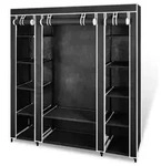 vidaXL Stoffschrank mit F&auml;chern Kleiderstangen 45&times;150&times;176 cm Schwarz