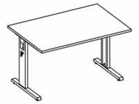 Schreibtisch Bela H650-850xB1200xT800mm weiß ger.Form C-Fuß