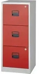 H&auml;ngeregistraturschrank H1015xB413xT400mm 1-bahnig lichtgrau/kardinalrot 3Schubl