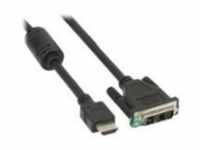 InLine® HDMI-DVI Adapterkabel, 19pol Stecker auf 18+1 Stecker, mit Ferrit, 5m...