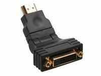 InLine® HDMI-DVI Adapter, 19pol St auf 24+1 Bu, mit 180° Winkel, vergoldete