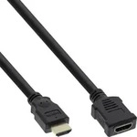 InLine&reg; HDMI Verl., HDMI-High Speed, ST / BU, schwarz, vergoldete Kontakte, 3m Kabel