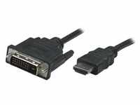 Manhattan HDMI to DVI-D 24+1 Cable, 1m, Male to Male, Black, Equivalent to Startech