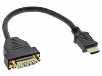 InLine® HDMI-DVI Adapterkabel, HDMI Stecker auf DVI Buchse, 0,2m Kabel zu DVI