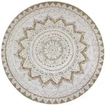 vidaXL Teppich Jute Geflochten Bedruckt 120 cm Rund