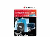 AGFAPHOTO - MicroSDXC card - UHS-I - 64GB - High Speed C 10 U3 V30+ Adapter -