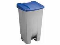 Abfallcontainer Kunststoff 120l grau mit blauem Deckel