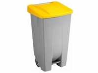 Abfallcontainer Kunststoff 120l grau mit gelbem Deckel